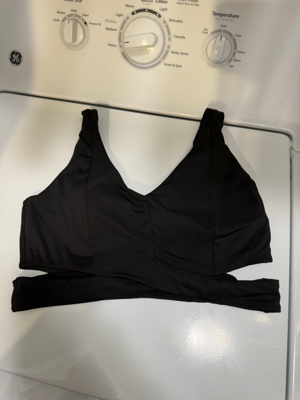Black Women's V-Neck Sports Bra